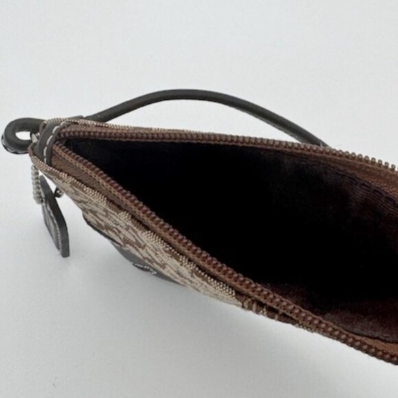 Coach Vintage Wristlet Tan Brown Logo Leather Coin Purse Hang Tag - Picture 4 of 4